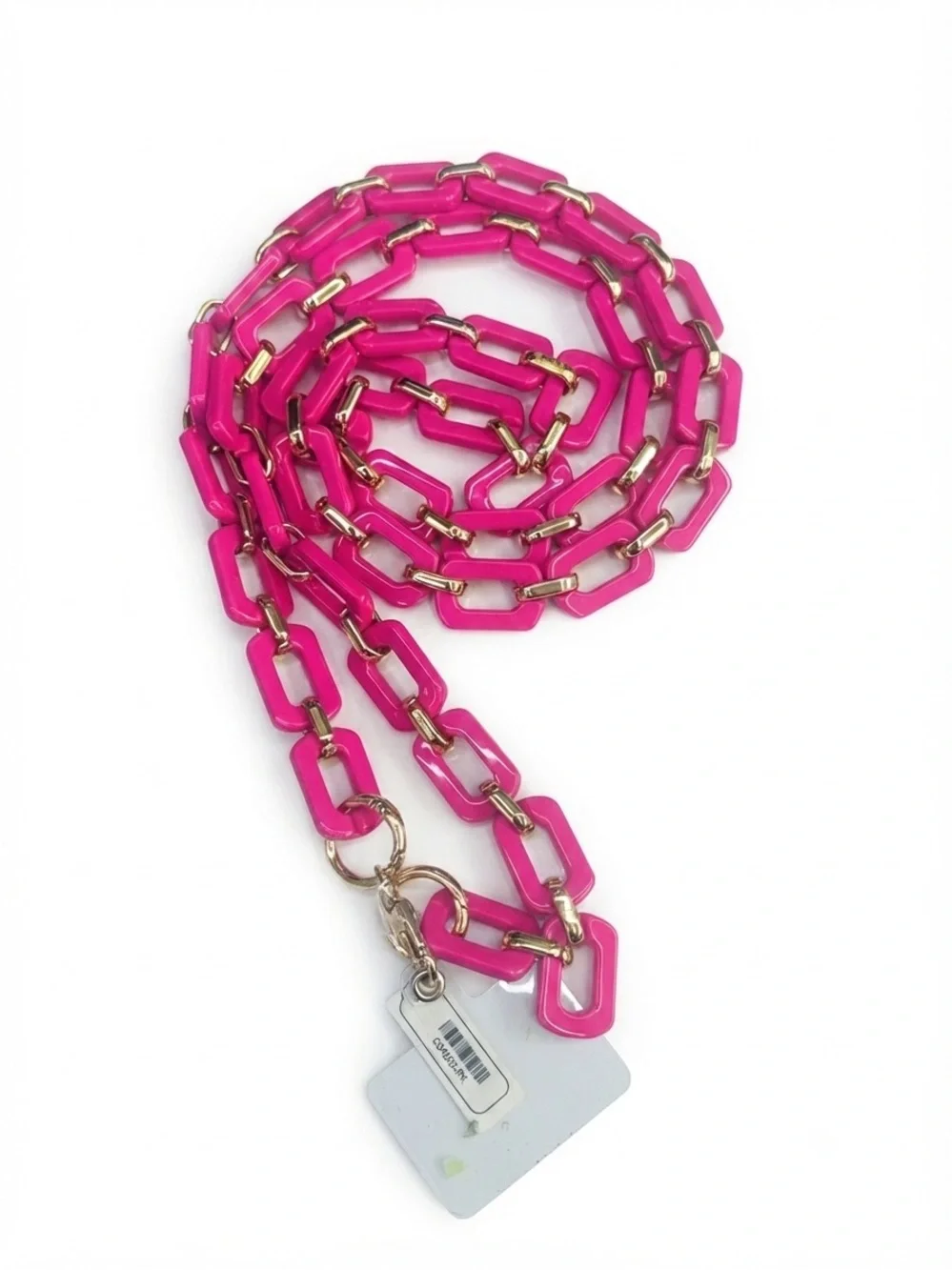 Pink Chain Crossbody Phone Strap with Clear Case